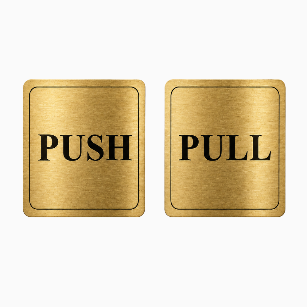gold finish push pull door signage1