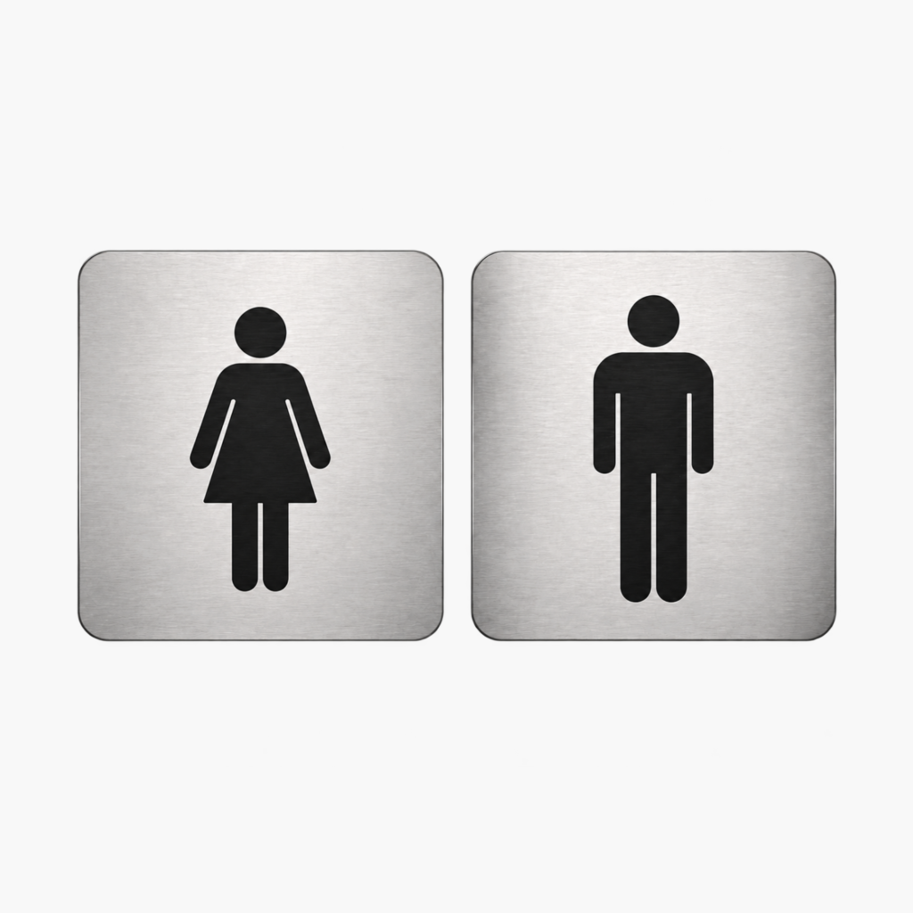 premium stainless steel male & female restroom signage1