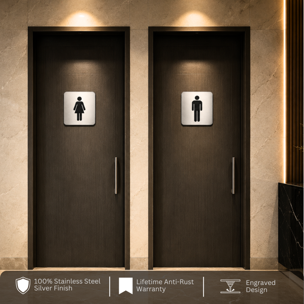 premium stainless steel male & female restroom signage4