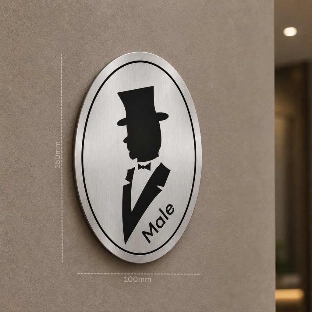 stainless steel male & female restroom signage 2
