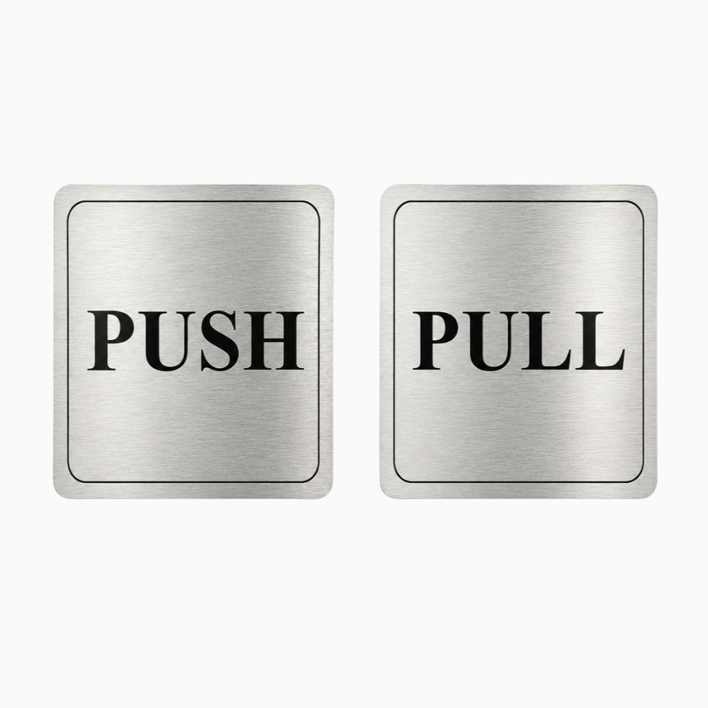 stainless steel push pull door signage1