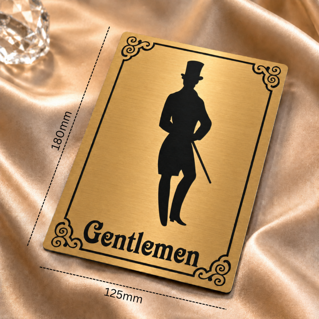 gold finish ladies & gents restroom signage3
